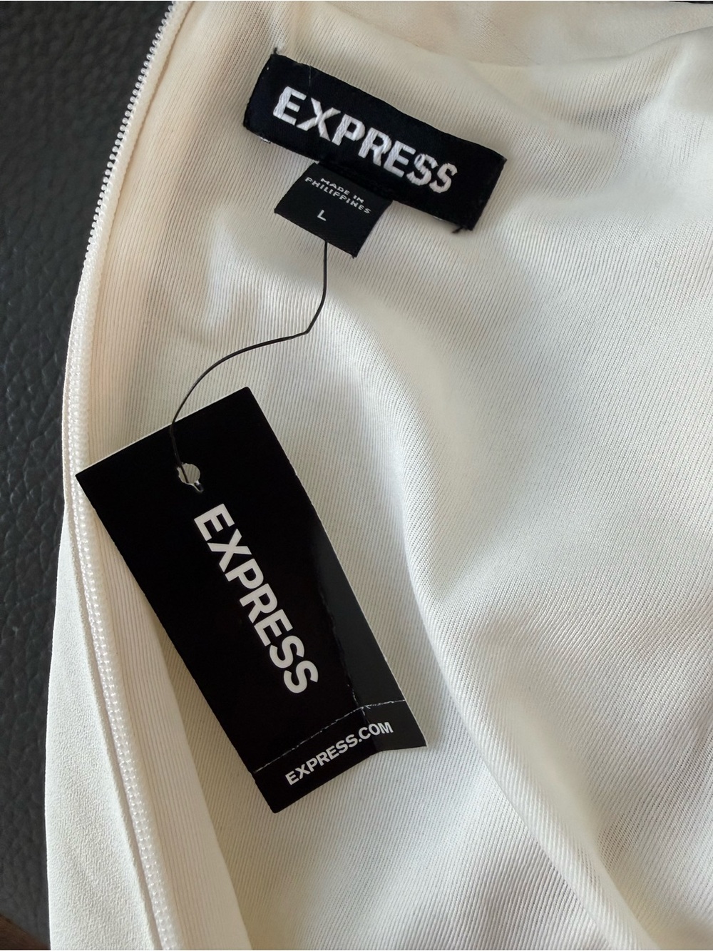 NWT Express White Mock Neck Midi Dress Size Large Bridal Party Spring Summer New - Picture 6 of 6